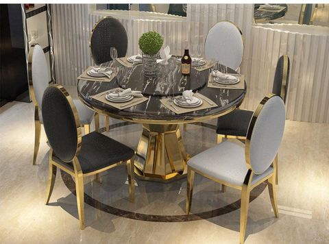 Gold Dining Table And Chairs ~ Golden Round Marble Top Dining Table ... intended for Round Marble Dining Table With Gold Rim